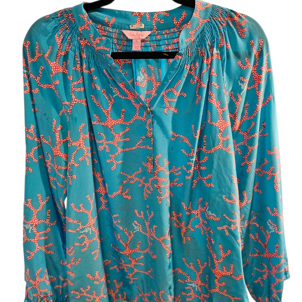 Lilly Pulitzer Blue and Coral Top